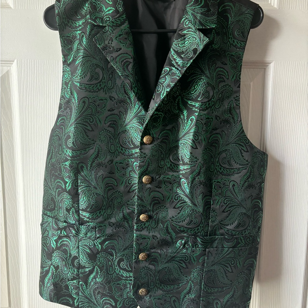Diba Black and Green Paisley Vest